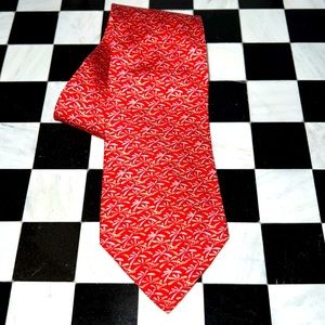 Salvatore Ferragamo Men’s 100% Silk Red Palm Trees Fun Necktie